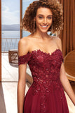 Abigayle A-line Off the Shoulder Short/Mini Chiffon Lace Homecoming Dress With Sequins STKP0020528