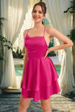 Sariah A-line Asymmetrical Short/Mini Silky Satin Homecoming Dress STKP0020481