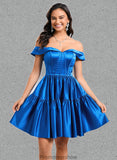 Essence Ball-Gown/Princess Off the Shoulder Short Satin Homecoming Dress STKP0025680