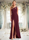 Katie A-line One Shoulder Floor-Length Chiffon Bridesmaid Dress STKP0025756