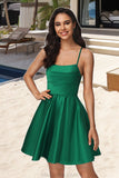 Skylar A-line Cowl Short/Mini Satin Homecoming Dress With Pleated STKP0020511