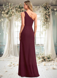 Katie A-line One Shoulder Floor-Length Chiffon Bridesmaid Dress STKP0025756