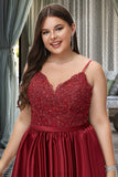 Maribel A-line V-Neck Short/Mini Lace Satin Homecoming Dress With Beading STKP0020554