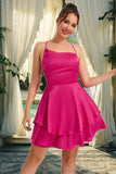 Sariah A-line Asymmetrical Short/Mini Silky Satin Homecoming Dress STKP0020481