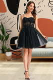 Kendal A-line Sweetheart Short/Mini Tulle Homecoming Dress With Sequins STKP0020467