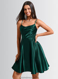 Perla A-line Cowl Short Stretch Satin Homecoming Dress STKP0025664