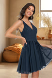 Kaleigh A-line V-Neck Short/Mini Chiffon Lace Homecoming Dress STKP0020502