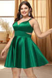 Ximena A-line V-Neck Short/Mini Satin Homecoming Dress STKP0020493