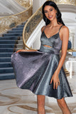 Mackenzie A-line V-Neck Short/Mini Satin Homecoming Dress STKP0020492