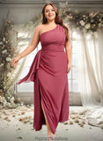 Monserrat A-line One Shoulder Floor-Length Chiffon Bridesmaid Dress With Ruffle STKP0025824