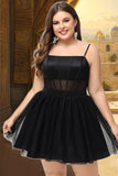 Skye A-line Square Short/Mini Satin Tulle Homecoming Dress STKP0020491