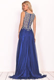 2024 A Line Prom Dresses Scoop Chiffon With Beading Sweep P4GLGZ8Z