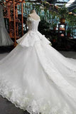 2024 New Arrival Off The Shoulder Wedding Dresses Lace Up With Appliques PF3HFGL2