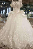 2024 New Arrival Scoop Luxurious Wedding Dresses Lace Up With Appliques PZJ5L2GZ