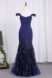 2024 New Arrival Mermaid Off The Shoulder Tulle Evening Dresses PKEF6YZ3