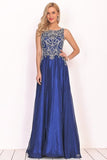 2024 A Line Prom Dresses Scoop Chiffon With Beading Sweep P4GLGZ8Z