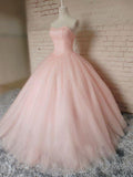 Pink Ball Gown Beading Long Charming Evening Dress Formal Women Dress Prom Dresses