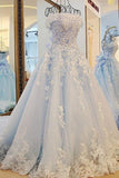 2024 New Arrival Luxury Floral Wedding Dresses A-Line Court Train Tulle With Beads And P9AXY7SR