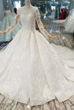 2024 Ball Gown Wedding Dresses High Neck Long Sleeves A-Line P8TQZ74D