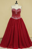 2024 Ball Gown Sweetheart Tulle With Beading P6Z5E3QL