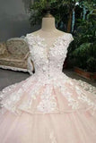 2024 New Arrival Marvelous Floral Wedding Dresses Lace Up Scoop Neck PFCPZJZD
