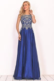 2024 A Line Prom Dresses Scoop Chiffon With Beading Sweep P4GLGZ8Z