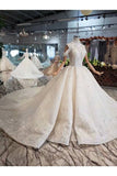 Ball Gown Wedding Dresses High Neck Top Quality Appliques PJDGPQRL