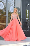 2024 A Line Spaghetti Straps With Beading Prom Dresses Chiffon Open PN487EZ2