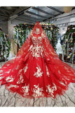 Ball Gown Wedding Dresses High Neck Aline Top Quality Appliques PMA68G9Z