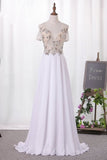 2024 A Line Straps Chiffon Prom Dresses Beaded Bodice PR4Y8DBG