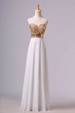 2024 New Arrival Prom Dresses A-Line Sweetheart Floor-Length Beaded Bodice PACTBN44