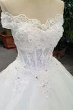2024 Cheap Wedding Dresses Tulle Lace Up With Appliques And Rhinestones PXBBT6S2