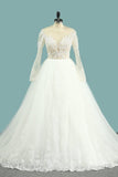 2024 Wedding Dresses Scoop Long Sleeves Tulle With Applique P3MJGMN2