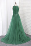 2024 Prom Dresses Scoop Lace & Tulle With Applique Mermaid PQCZL959