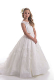 2024 New Arrival Flower Girl Dresses A Line Scoop With Applique And PZF2MX61