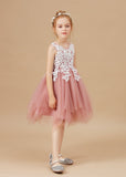 Chic Asymmetrical Sleeveless Applique Tulle Flower Girl Dresses