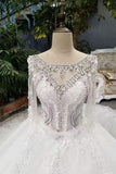 2024 New Arrival Cheap Price Tulle Wedding Dresses Lace Up With Appliques And Crystals P65B8BRR