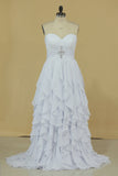 2024 New Arrival A Line Sweetheart With Ruffles And Beads Bridesmaid P4BFC455
