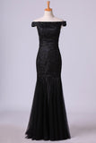 2024 Off The Shoulder Evening Dresses Trumpet With Applique Lace & PFFLZXR8