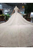 Ball Gown Wedding Dresses High Neck Top Quality Tulle Beading PNQ3SMNA