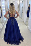 2024 A Line Scoop Tulle Prom Dresses With Applique PPGDM2DF