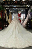 2024 Marvelous Scoop Neck Floral Wedding Dresses Lace Up With Appliques PP4863P9