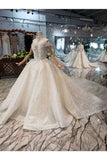 Ball Gown Wedding Dresses High Neck Top Quality Tulle Beading PNQ3SMNA