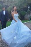 2024 Bateau A Line Prom Dresses Tulle With Applique PATRHYHR