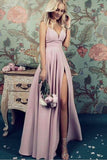 2024 New Arrival Spaghetti Straps Satin A Line Evening Dresses PDYLC9GZ