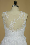 2024 Wedding Dresses Scoop Tulle With Applique Court Train PTKER3G6