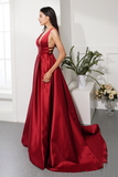 Hot Selling Red Prom Dress Deep V Neck Evening Dress