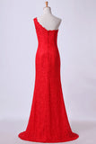 2024 One-Shoulder Sheath Prom Dresses Beaded Lace Floor-Length Zipper PRF4AEYJ