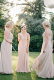 A Line Pink One Shoulder Chiffon Long Simple Bridesmaid Dresses, Wedding Party Dresses STK15552