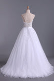 2024 Wedding Dresses Sweetheart Ball Gown Tulle With Beading PH6BNF79